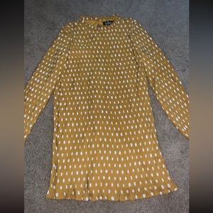 Lulu's Golden Midi Dress with White Dots